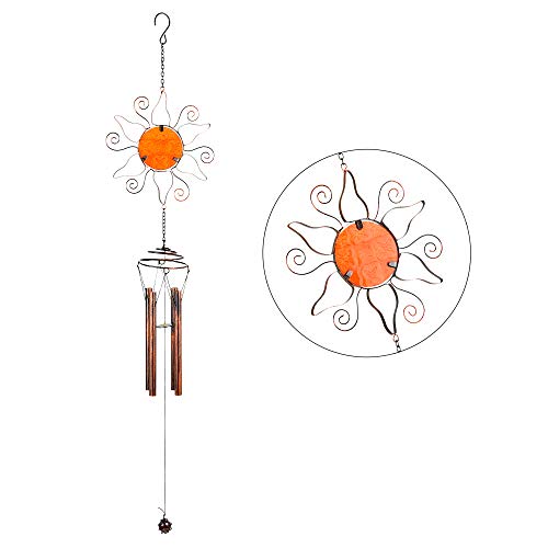 Spiral Sun Wind Chime, 36" Copper Decorative Mobiles Indoor Outdoor for Home Balcony Door Window Backyard Garden Patio Deck Decor (1 Pack)