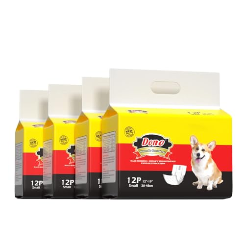 DONO Pannolini Cane Maschio Usa e Getta Tappetini Igienici per Cani Assorbenti Morbido e Anti Odore S 48 Count 12'-19'