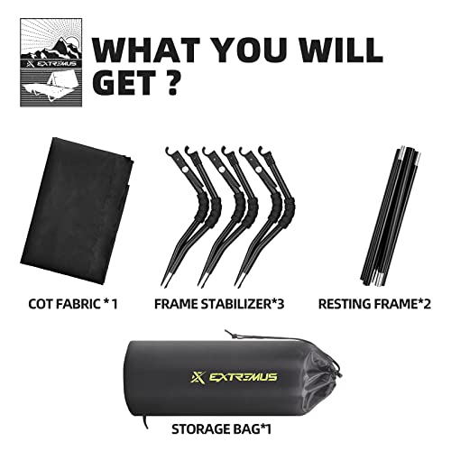 Extremus Mission Mountain Camping Cot, Ultra-Lightweight Sleeping Cot For Adults, 60-Second Easy Set-Up, Supports 310Lbs, Folding Cot For Camping, Backpacking, Outdoors And Home(Oxford Black) #TOP5