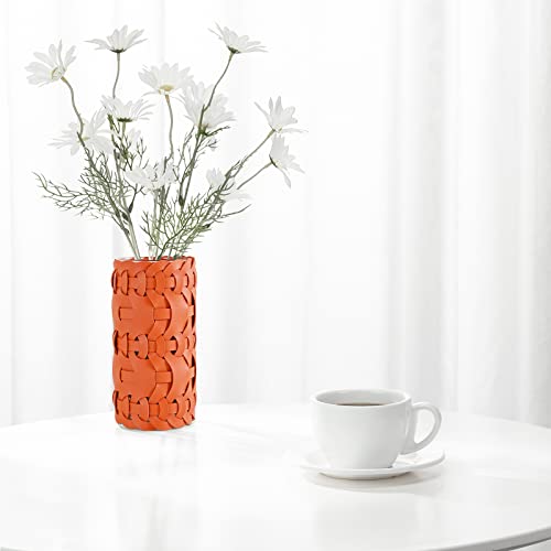 Leather Vase (8") Modern Vases For Home Decor,Decorative Vase Gift - Nordic Vase Leather Decor- Minimalist Vase, Boho Decor (Brown) #TOP4