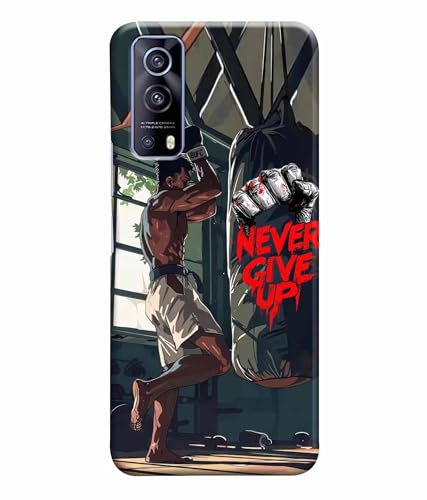 Image of Never Give Up Motivation Quotes Printed Hard Back Case Cover & Compatible for Vivo iQOOZ3 5G / Vivo Z3 5G (Multicolor) - D1809