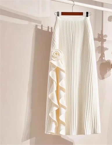 Women Elegant Irregular Pleated A-Line Skirt Elastic High Waist Ruffle Casual Party Flower Skirts3