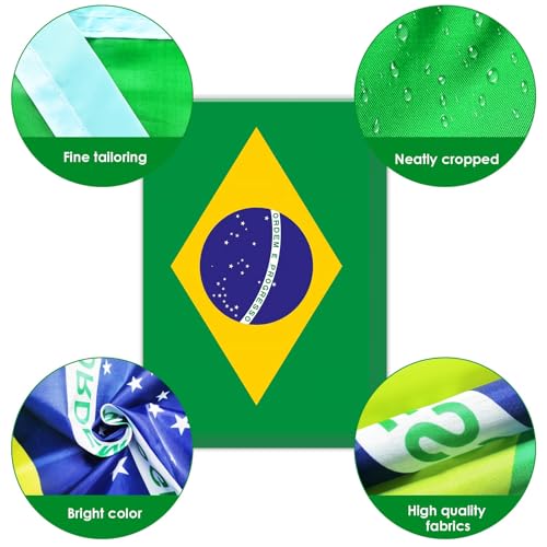 Image of AhfuLife 33 Ft Brazil String Flags Banner for World Cup Decoration 2026, 30 Pcs Small Brazilian Bunting String Flags - Double Sided for Independence Day Garden Street Party Decor (5.5x8.3 Inch)