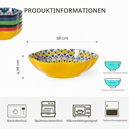 HENXFEN LEAD Salatschüssel aus Porzellan, 590ml Dessertschüssel Müslischale, Multifunktional Pastaschüssel in Blumenform für Eiscreme… – Ansicht 2