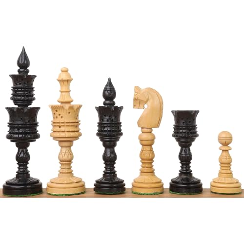 RoyalChessMall Hand Carved Lotus Series Chess Pieces Set in Weighted