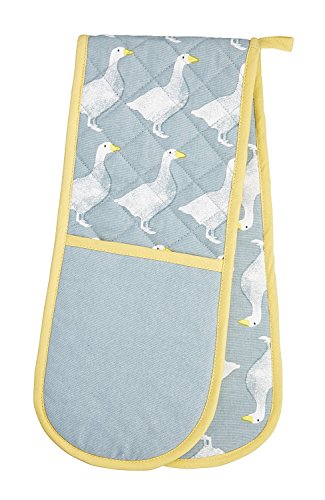 KitchenCraft 1% Cotton 'Goose' Animal-Themed Double Oven Gloves, 86 x 18 cm (34 x 7) - Grey / White