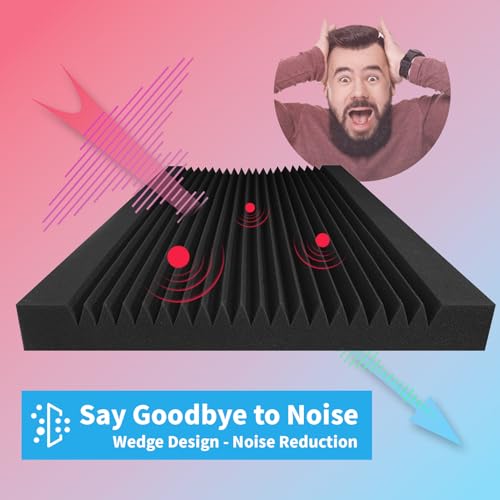 Image of Art3d 4-Pack High-Density Wedge Design Acoustic Foam Panels, 48 x 24 x 2 in