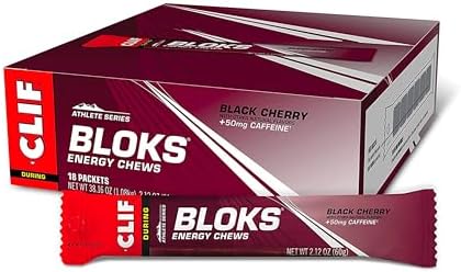 Clif Bloks Bar Energy Chews Blocks, Black Cherry Flavor,50mg Caffeine