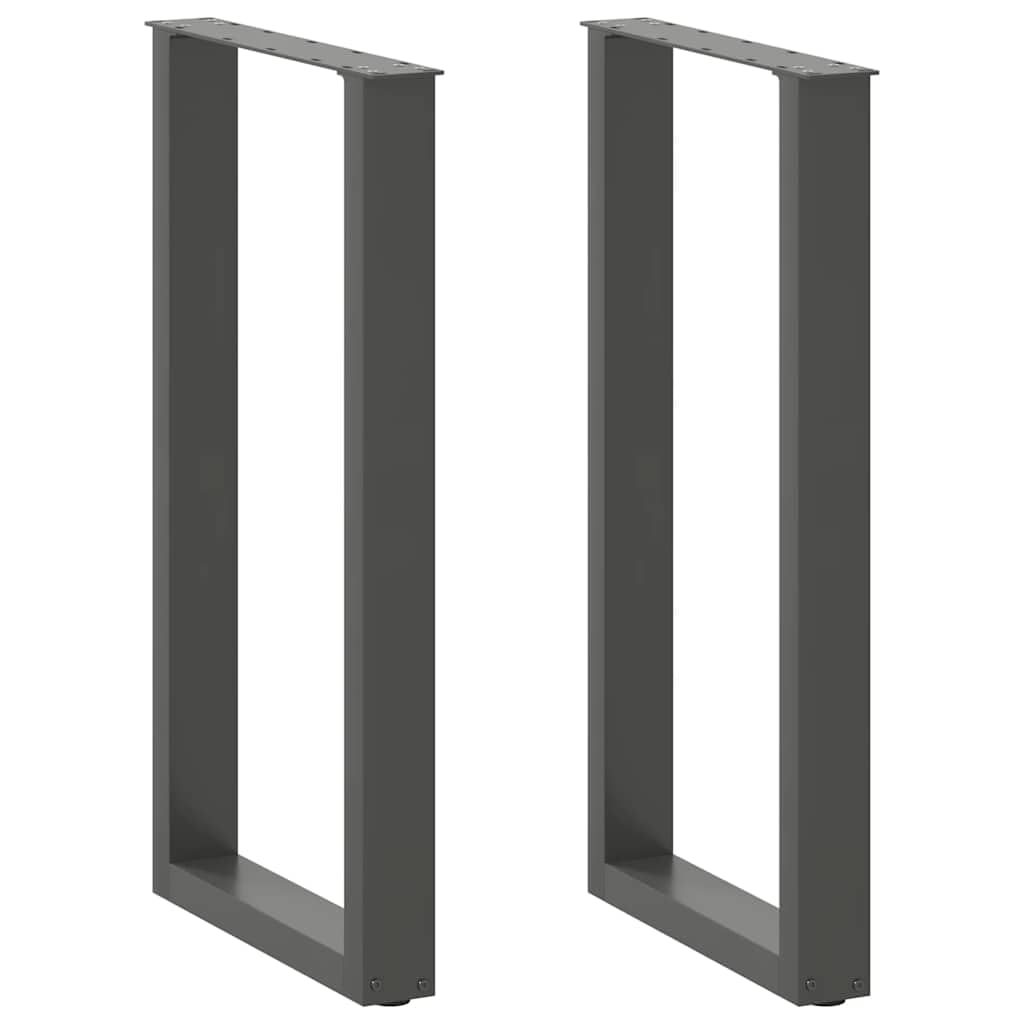 Nogi do stołu barowego w kształcie litery U 2 szt. antracyt 50 x 90-91 cm stal, malowana proszkowo, kwadratowa, z regulowanymi nóżkami poziomującymi, wstępnie nawiercone otwory i śruby do