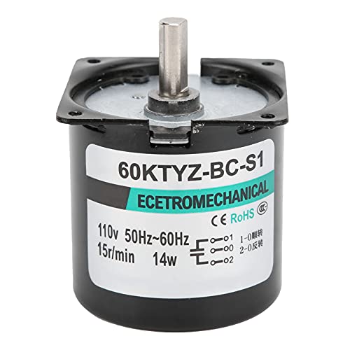 Ouitble Mini motor con soporte, motor de reducción de velocidad de engranaje de metal síncrono de CA, 15 RPM, CA 110 V, mini motor con soporte, motor de eje excéntrico, accesorios de dispositivos de