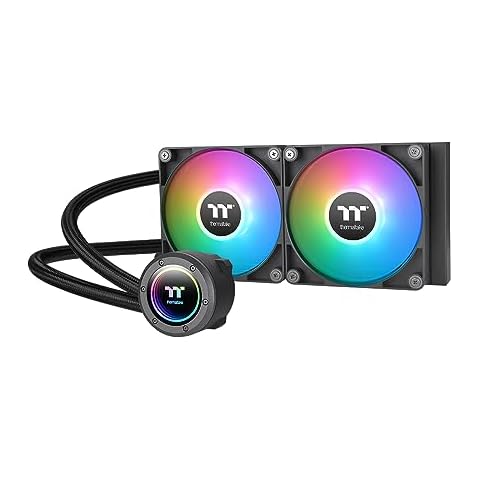 Thermaltake TH240 ARGB Sync V2 CPU Liquid Cooler/AlO Liquid Cooling/Fan 120mm*2/PWM 500~2000 RPM/Mirror Waterblock/MB ARGB Sync Control, CL-W361-PL12SW-A , Black Cover