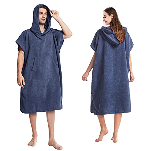 MUTAO Poncho à langer pour le surf et la natation, serviette à langer en microfibre à séchage rapide avec poche et capuche pour extérieur et intérieur (bleu marine) Cover