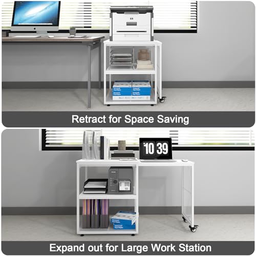 Image of Natwind 24''x20'' Large Printer Stand,Extendable Home Craft Table,White