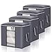 king do way Large Capacity Storage Bags for Clothes Blankets Comforters 19.7'' x 14.2'' x 19.7'' 4Pack Closet Organizer with Strengthen Handle, Viewing Window, Zipper,Grey, 90L