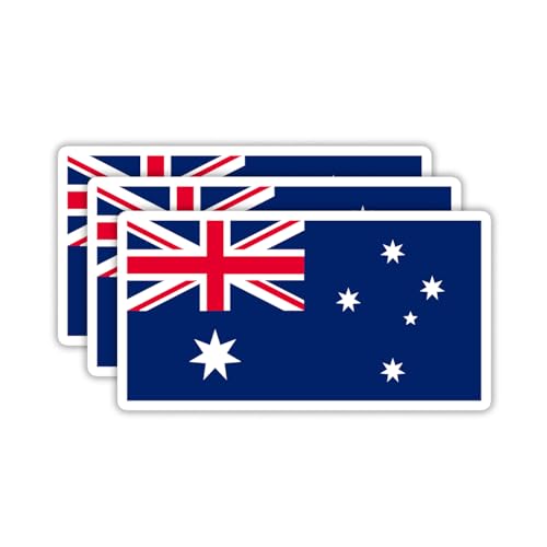 Image of (3PCS) Australia Flag stickers, Countries Flag Stickers - Waterproof Vinyl Decals For Laptops, Tumblers, Water Bottles, Books, Scrapbooks, Size 3 x 1.7 Inch