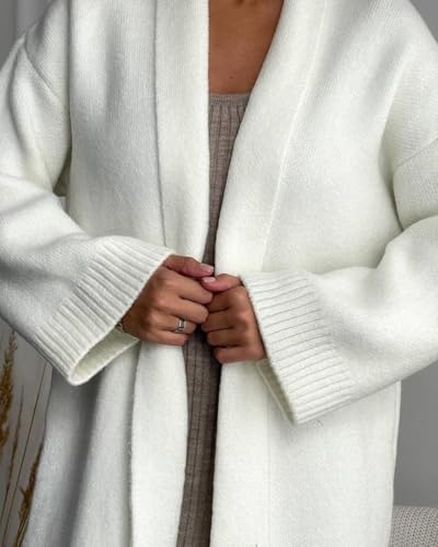 Womens Long Sweaters Cardigan Warm Thick Open Front Lapel Knit Coatigan for Women Mid Length Jacket Long Blazer Coat4