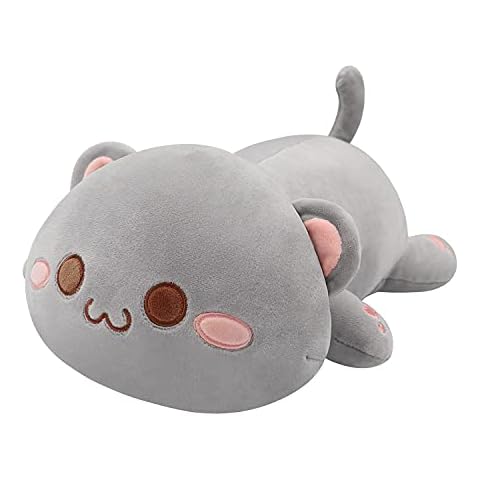 Soft Cat Plush Pillow Stuffed Animal Toy Kawaii Kitten Anime Plushie Hugging Pillow, Plush Doll Toy for Kids Girls Birthday Valentine Cover