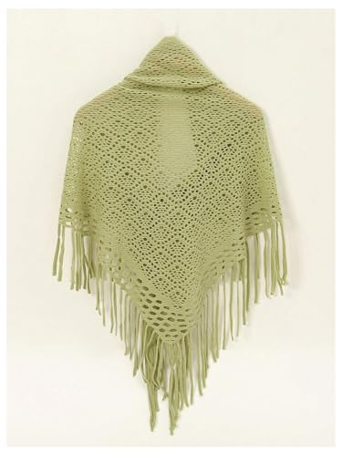 Image of Verdusa Women's Boho Fringe Crochet Shawl Hollow Out Knitted Wrap Cape Cardigan