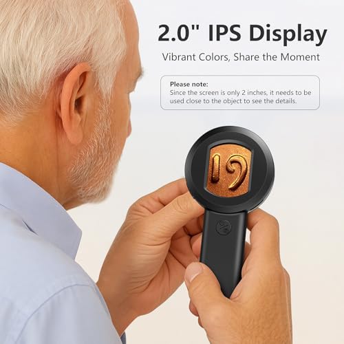 Lupe mit LED-Licht,Digitale Handlupe mit 1.7 IPS-Bildschirm, 100x Vergrößerung, Licht, Leselupe, Windows-kompatibel, 32 GB TF-Karte