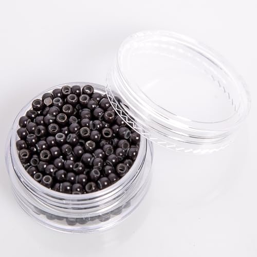 ColorYoung 300 PCS Silicone Nano Rings Extension Ring with Silicone for Hair Extensions 3.0x1.8x2.2 mm Dark Brown
