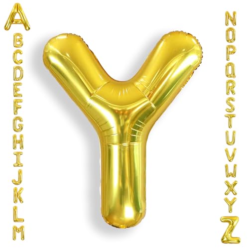 AULE 40 Inch Gold Y Balloon Letter Foil A-Z Birthday Big Alphabet