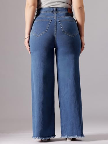 Image of Miss Chase A+ Women's Wide-Leg High Rise Regular Stretchable Denim Jeans