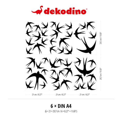 Dekodino® Adesivo murale rondini nero 50 pezzi set...