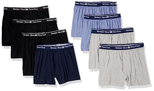 Beverly Hills Polo Club Men's 8 Pack Knit Boxer Underwear