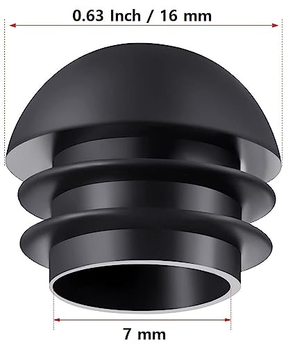 Image of OGC (10 Pack) - 5 /8 Inch / 16 mm OD Round Black for 0.63 inch Plastic End Caps Plugs Chair Leg Inserts for Metal Legs Round Tube Inserts Chair Leg Glide Furniture Protectors