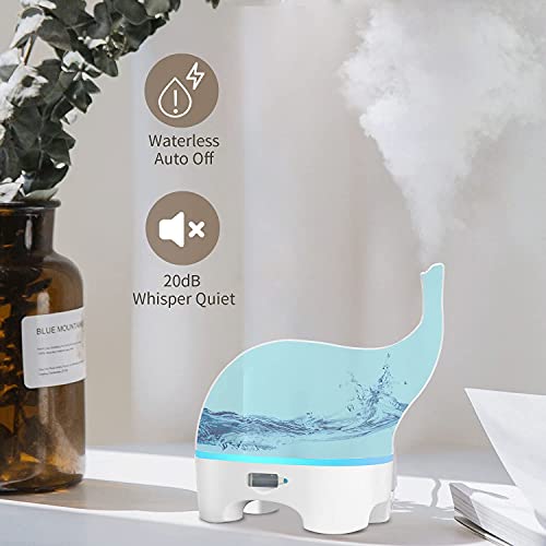 Missrhea Small Elephant Essential Oil Diffuser, 120Ml Usb Kids Ultrasonic Aroma Diffuser Humidifier, 7 Color Changing Night Light & Waterless Auto-Off For Bedroom, Baby Room, Home, Office #TOP2