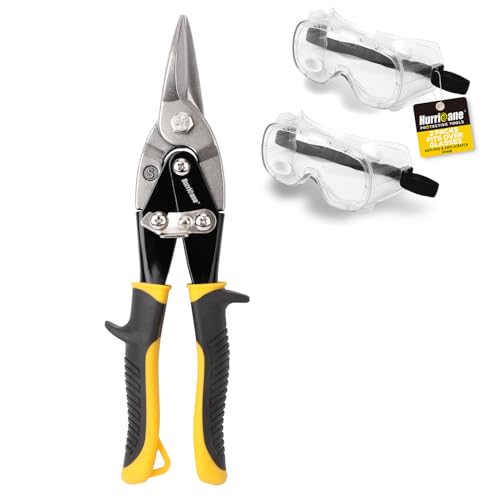HURRICANE 10 Inch Aviation Tin Snips with 2 Packs Safety Goggles