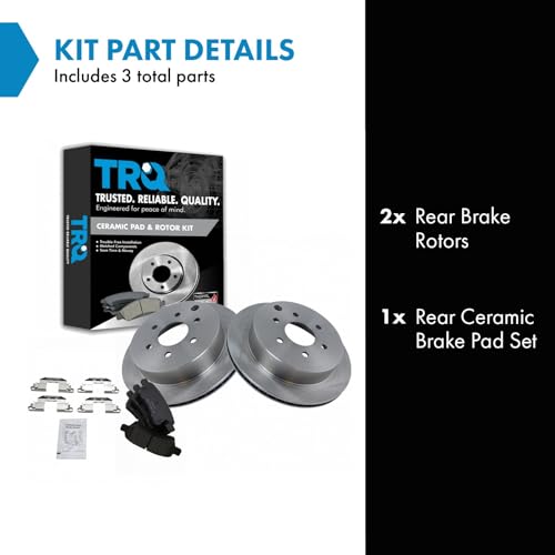 Image of TRQ Rear Brake Pad and Rotor Set Ceramic Vented Rotors | For 2006-2007 Nissan Xterra