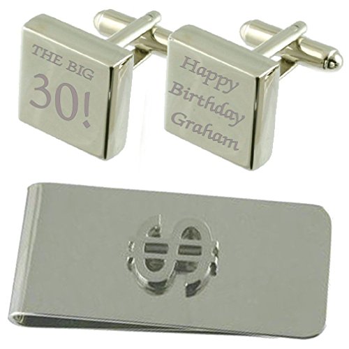 Gemelos cuadrados para cumpleaños en juego de regalo con 30 piezas grabadas
