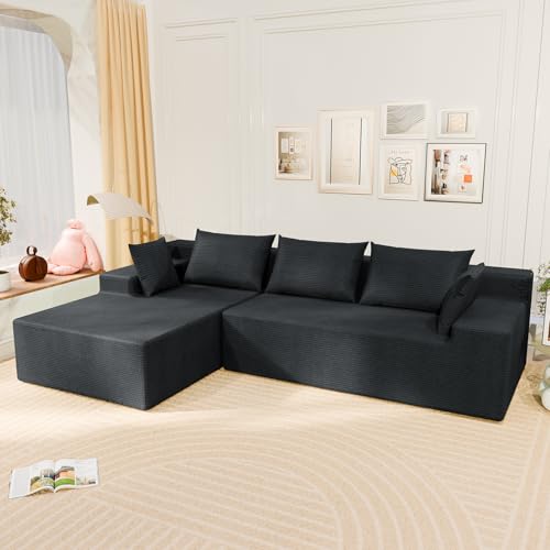 Image of LEVELEVE 107 inch Cloud Sectional Couch with Deep Seat,Modern Modular Sofa with L-Shape Chaise,No Assembly Required, Upholstered Couches for Living Room Bedroom(Dark Gery,Left Facing Chaise)