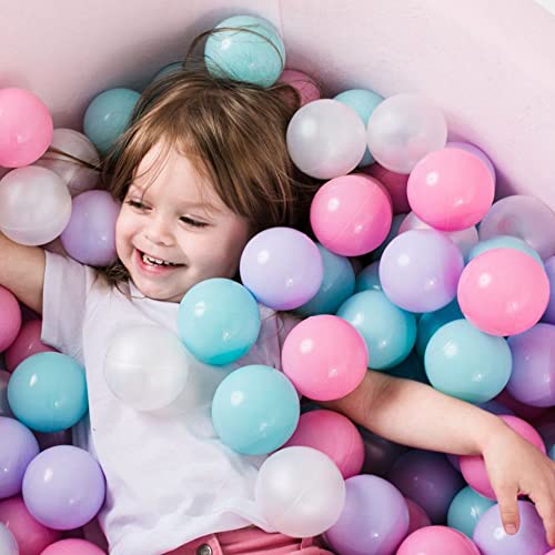 Yuful Ball Pit Balls 100Pcs For Kids, Plastic Balls For Ball Pit, 2.2-Inch Crush Proof Play Balls Bpa Free Non-Toxic, 4 Kinds Of Bright Color Ocean Balls Include A Reusable Net Bag (Pink) #TOP2