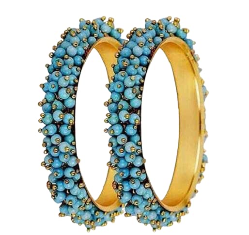 V FASHION JEWELLERY LARIYA MOTI BANGLES FIROZI Pearl Studded Bangles for Women and Girls (B0B6BS1Y56) Amazon Price History, Amazon Price Tracker