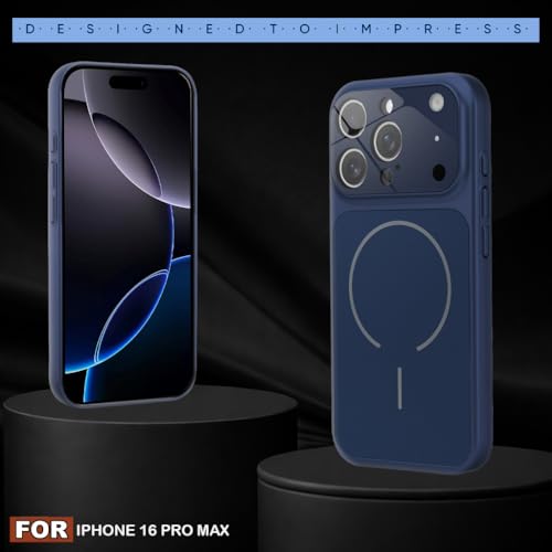 Image of SHINESTAR iPhone 16 Pro Max Case - Premium Shockproof Protective Cover, Wireless Charging Compatible, Slim & Durable Luxury Back Cover with Camera Protection (Blue)