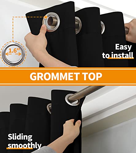 Image of YoungsTex 100% Blackout Curtains 72 Inch Length for Living Room, Thermal Insulated Drapes with Grommet Room Darkening Privacy Energy Saving for Winter Bedroom with Liner, Black, 2 Panels, 52 X 72 Inch