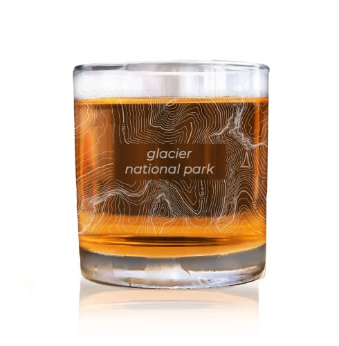 American Sign Letters Glacier National Park Map Whiskey Glass - Glacier National Park Map Glass, Montana Gift, Montana Glass