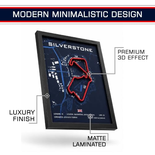 Image of CodersParadise Silverstone Racing Circuit 3D Wall Art Frame | Motorsport Track Map Wall Decor | Racing-Inspired Wall Hanging for Bedroom, Gaming Room, Office, Garage & Home Decoration