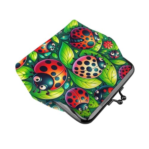 Pu Leather Buckle Coin Purse Garden-Animal-Leaves Girls Kiss-Lock Change Purse Wallets3