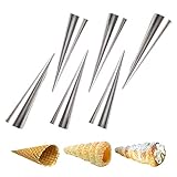 CANDeal 6pzs Conos para Hornear DIY Tubos de Croissants al Horno en Espiral de Acero Inoxidable Rollo de Pastel de Cuerno Molde de Torta Utensilios para Hornear