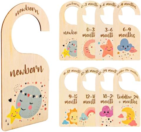 Baby Closet Dividers – Wooden Size Organizers Newborn To 24 Months (Set Of 7)