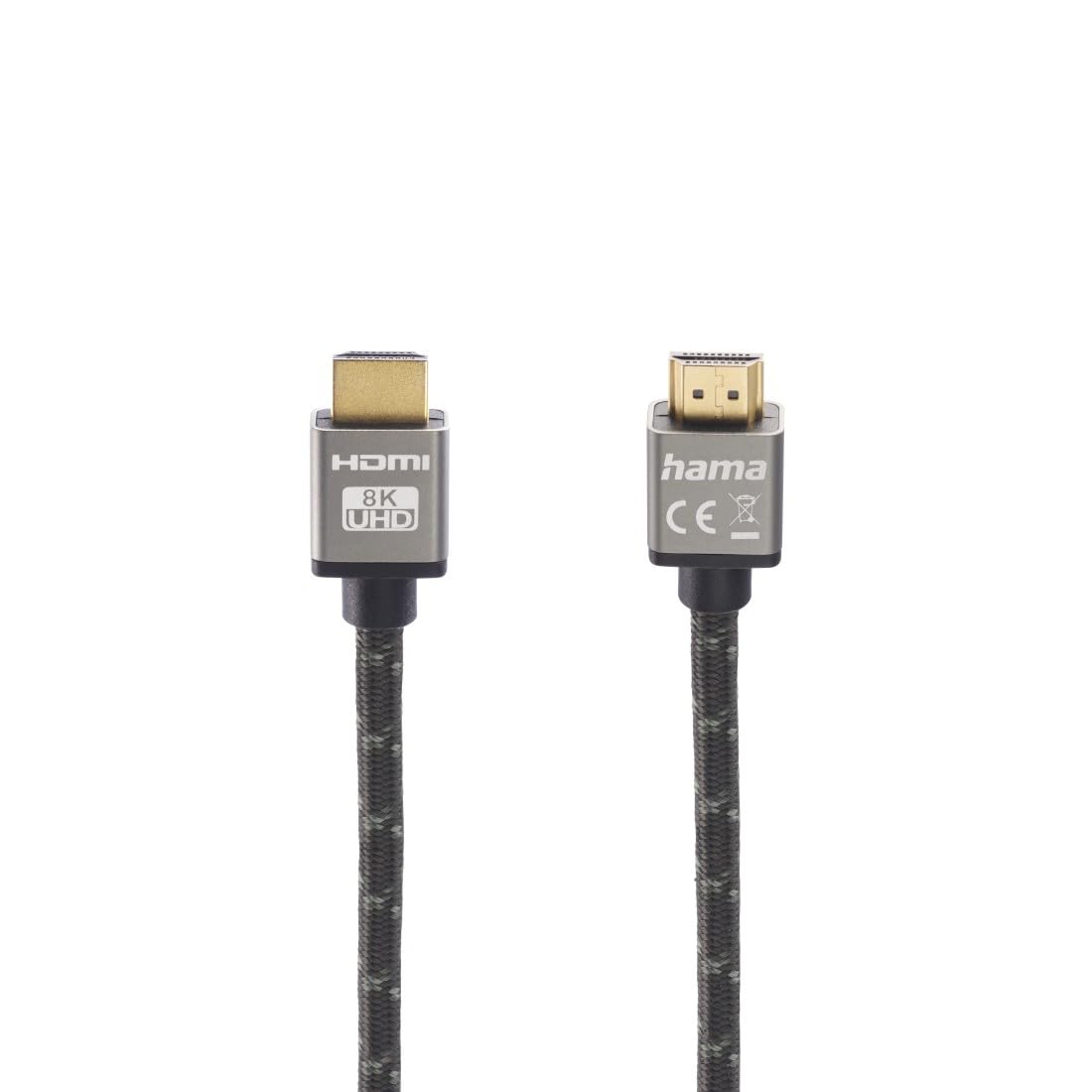 Hama Kabel Premium HDMI 2.1 Ultra High Speed (8K, full metal, pełne ekranizowanie, pozłacany, 60 Hz/120 Hz, 2m) szary/czarny