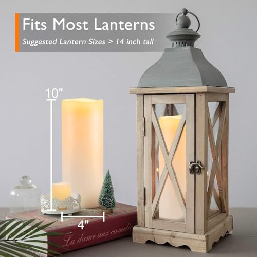 Image of Homemory 10 inch x 4 inch Large Waterproof Outdoor Flameless Candles with Remote Control and Timer, Battery Operated Flickering LED Pillar Candles for Outdoor Larterns, Porch, Long Lasting, Set of 4