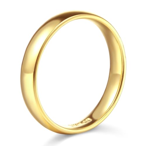 14k Yellow Gold 3mm SOLID Plain Wedding Band - Size 4.52