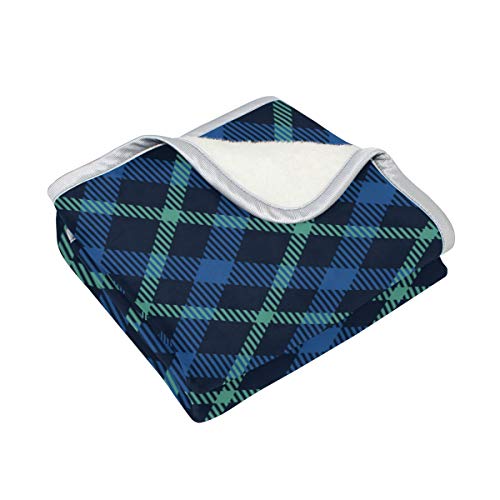 Top Carpenter Baby Kids Cozy Warm Throw Thermal Soft Bed Blanket 50X60 In Blue Green Tartan Plaid Flannel Fleece Blanket #TOP1
