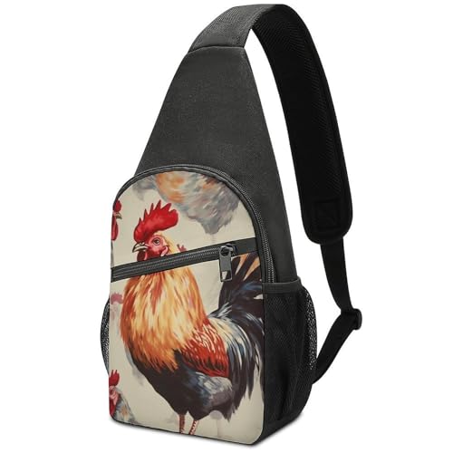 Morrales de senderismo sling bag con pintura Animal Chicken