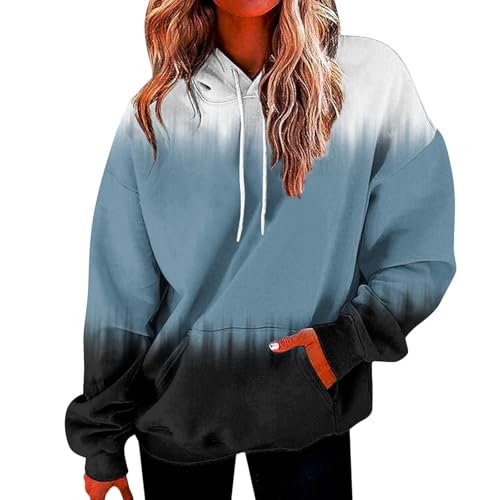Sudaderas con capucha para mujer, sudadera de cuello redondo, sudadera de moda, lindas sudaderas de manga larga Y2k para otoño con bolsillos, Gris 41, XXXL