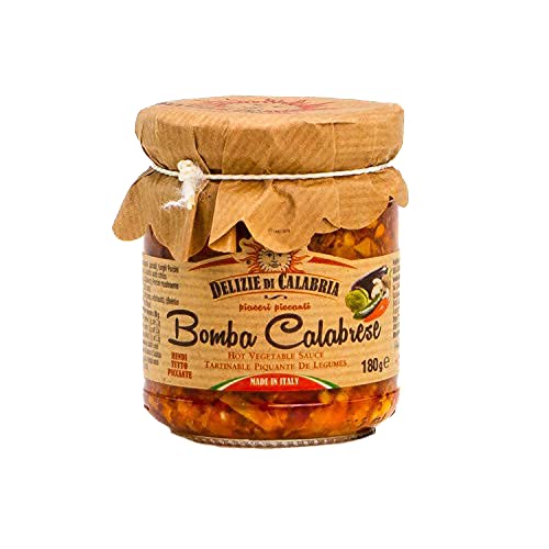 Delizie di Calabria Bomba Calabrese (180g) | Pikante Kalabrische Gemüsepaste | Mit Peperoni & Steinpilzen | Milde roten Chilischoten | Würzen von Eintöpfen, Pasta & Bruschetta | Echt süditalienisch Cover